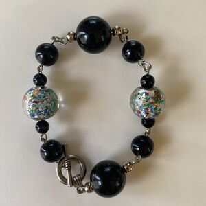 Black and Colorful Glass Bracelet